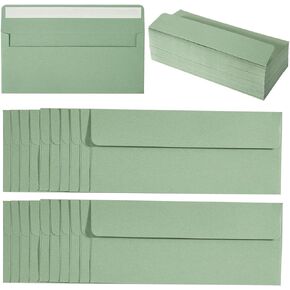50 Pack Sage-Green #10 Business Envelopes Self Seal Standard Envelopes for Office Checks, Business, Letter Mailing Invoices, 4.13 x 9.49 Inches (50)