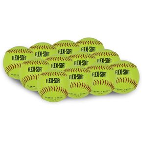 PowerNet Flexi Soft 11" Softballs 12 Pack | Cushioned Core Safety Ball | Reduced Impact | Perfect for Batting Practice and Training Young Players