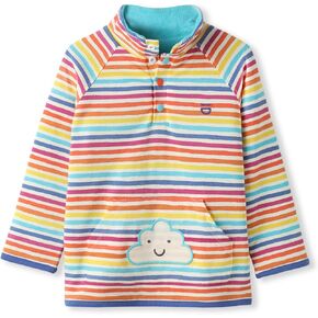 Organic Cotton Baby Infant Toddler Reversible Fleece Jumper - Rainbow Stripes - Boy Girl (0-4 Years)