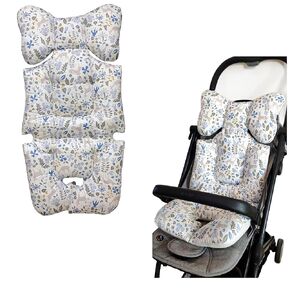 Baby Stroller Seat Cushion Cotton Seat Padding Thick Mattress Pad Liner,Head Neck Body Support Universal for Carriage,Bassinet Pram–Soft and Breathable - Grey Star