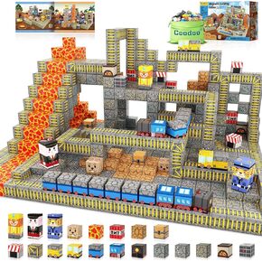 Magnetic Blocks - Build Mine Magnet World Mine Train Track Set, Magnetic Building Blocks Toddler Toys STEM Sensory Outdoor Toys for 3+ Year Old Boys & Girls, Kids Toys for Ages 4-6 6-8 5-7