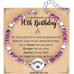 6-21 Year Old Girl Birthday Gifts, Tiny Gemstone Bracelet Happy Birthday Gifts for Girls Daughter Granddaughter Niece Sister Best Friend with Meaningful Gift Card