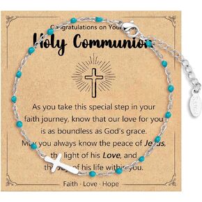 Cross Bracelet for Girls, Easter Basket Stuffers for Teens Girls Baptism Confirmation First Communion Christian Easter Jewelry Gifts
