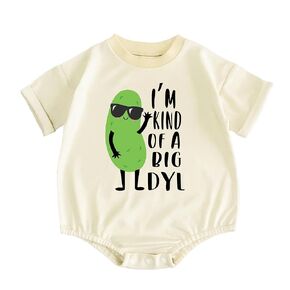 Little Pickle Bubble Bodysuit Cute Funny Pickle One Piece Sweatshirt Romper Onesie Vegan Infant Shower Gift (0-6 Months, Cute Print-Long Sleeve Bodysuit)