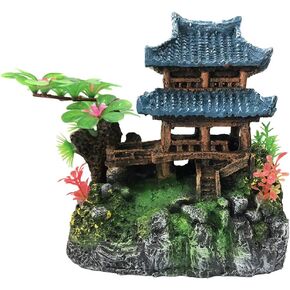 Aquarium Classical Resin Castle Decorations - Fish Tank Realistic Details Castle,Fish Tank Green Leaf Castle Aquarium Accessories