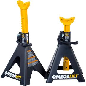 Heavy Duty 6 Ton Jack Stands Pair - Double Locking Pins - Handle Lock and Mobility Pin for Auto Repair Shop with Extra Safety (JZ060)