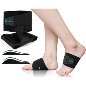 أكمام دعم قوس القدم المسطحة، أشرطة ضغط قوس قابلة للتعديل مع حشوات دعم قوس قابلة للإزالة لتخفيف التهاب اللفافة الأخمصية، والقوس الساقط والمرتفع، وتخفيف آلام القدمين - أسود in Kuwait