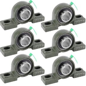 6 PCS 1 Inch UCP205-16 Pillow Block Mounted Bearings, Heavy Duty Pillow Bearings with Screw Lock, Solid Cast Iron Base, Self Aligning Mounted Pillow Bearings for Drift Trike