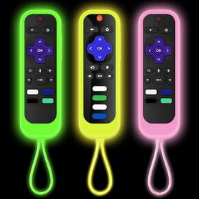 3 Pack Remote Cover for Roku, Battery Case TCL Roku TV roku Streaming Stick 4k+ Remote, Silicone Protective Controller Universal Sleeve Glow in The Dark