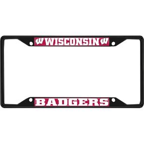 FANMATS 31292 Wisconsin Badgers Metal License Plate Frame Black Finish