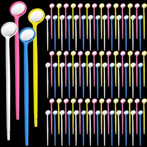 300 Pcs Disposable Dental Mirror Anti Fog Mouth Mirror Individually Packed Dental Mirror for Teeth Oral Teeth Mirrors with Handles Plastic Tooth Mirror Dental Tool for Household (Colorful)