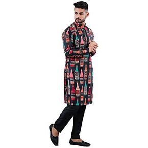 ELINA FASHION Men's Indian Satin Cotton Kurta Pajama Set Tunic Traditional Kurta Payjama Wear