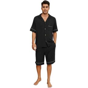 Vulcanodon Mens Pajama Set, Lightweight Button-up PJS for Men
