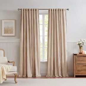 G.H. Bass & Co. Striped Curtains - Peak Stripe - 2 Panels 50 x 95 Inches - Light Filtering Window Curtains for Living Room Bedroom - Rod Pocket Panel Pair, 95", Ochre