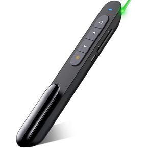 DinoFire Wireless Presenter Remote with Air Mouse, RF 2.4GZ USB Rechargeable Presentation Clicker and Pointer Powerpoint PPT Slide Clicker for Laptop/Computer/MAC
