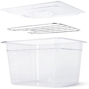 Greater Goods Sous Vide Container 12 Qt with Stainless Steel Rack, Insulation Sleeve, and Lid, Designed in St. Louis (Stone Blue)