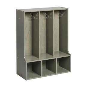 ECR4Kids Streamline 3-Section Toddler Coat Locker with Bench, Kids Furniture, Natural