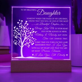 Daughter Keepsake Gift - Lamp of Love, Square Acrylic Plaque Gift for Daughter, Meaningful Message on Display, Unique Birthday Gift for Daughter, Best Gift Idea for Christmas, Gift to Daughter from