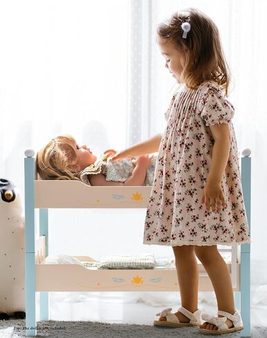 ROBUD Toys Doll Bunk Bed Set - Wooden Play Baby Doll Crib with Ladders and Accessories for 18 Inch Dolls (2 Beds, Fits American Girls) in Saudi Arabia