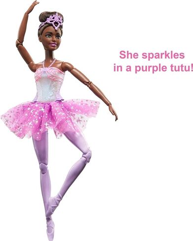 Barbie Dreamtopia Twinkle Lights Ballerina Doll with Blonde Hair & Light-Up Feature Wearing Royal Headband & Pink Tutu in Saudi Arabia
