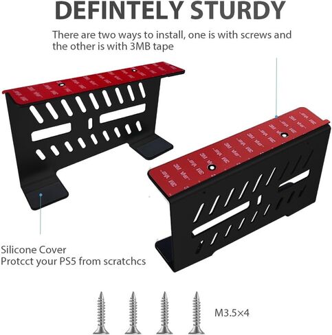 Under Desk Mount for PS5/PS5 Slim, Aluminum Under Shelf/Desk Mount Holder for PS5/PS5 Slim Digital Edition, NOT Compatible with PS5/PS5 Slim Disc Version (Black) in Saudi Arabia