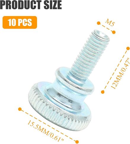 10 Pcs M5 Knurled Thumb Screws Znic Plated Flat Head Thumbscrews Grip Knobs - M5x12mm in Saudi Arabia