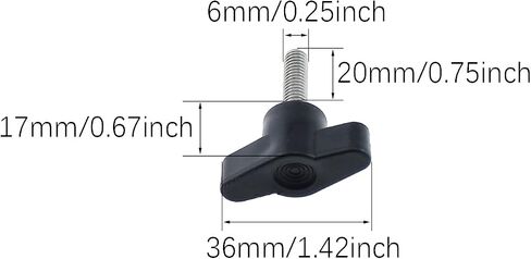 4PCS 304 Stainless Steel Z Type Handle M6 Thumb Screw Plastic Head Mechanical Handle Bolt T-Shaped Wing Adjustable Knob Thumb Screw Thread Length: 20mm/0.75inch (Black) in Saudi Arabia