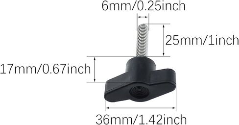 4PCS 304 Stainless Steel Z Type Handle M6 Thumb Screw Plastic Head Mechanical Handle Bolt T-Shaped Wing Adjustable Knob Thumb Screw Thread Length: 20mm/0.75inch (Black) in Saudi Arabia