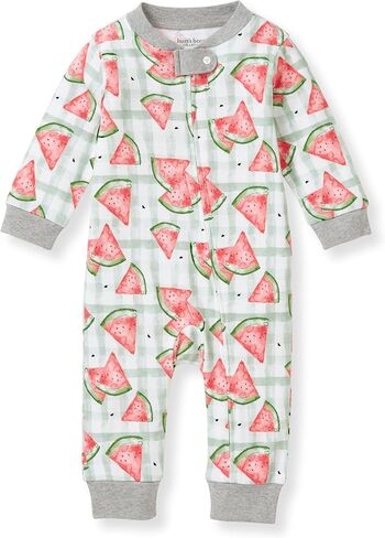 Burt's Bees Baby Baby Girls Pajamas, Sleep and Play Loose Fit, 100% Organic Cotton, Soft One-piece PJs, Diagonal Zip Up Romper Newborn Essentials with Interior Zipper Guard in sizes NB to 6-9 Months in Saudi Arabia