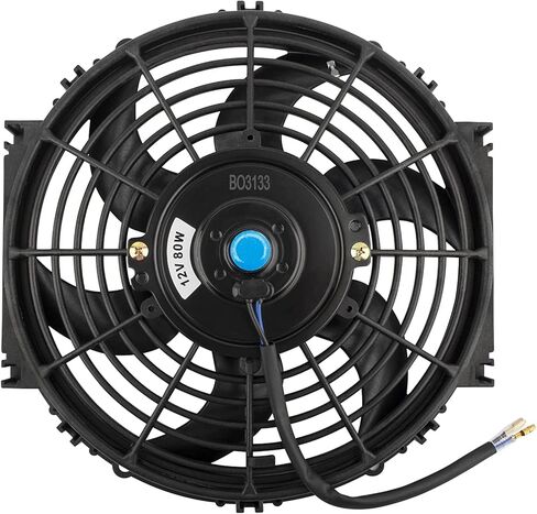 10" inch Slim Fan Push Electric Radiator Cooling 12V 80W High Performance Mount Universal Kit Black Heavy Duty Wide Curved 6 Blades in Saudi Arabia