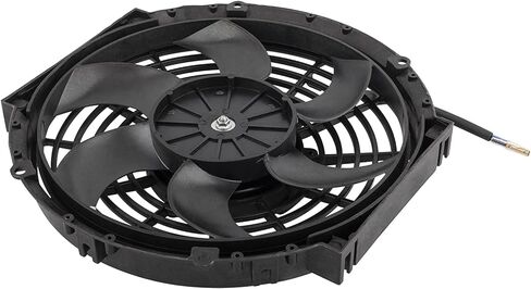 10" inch Slim Fan Push Electric Radiator Cooling 12V 80W High Performance Mount Universal Kit Black Heavy Duty Wide Curved 6 Blades in Saudi Arabia