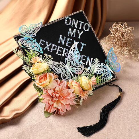 قبعة تخرج سوداء على شكل زهرة - قبعات تخرج على شكل زهرة لتزيين قبعة التخرج في المدرسة الثانوية والكلية in Kuwait