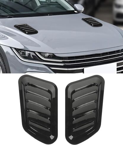 2PCS Car Bonnet Vents,Automotive Exterior Accessories,Car Sticker Car Exterior Decorative Air Flow Intake Bonnet Vent Hood Cover,Car Accessories Universal Hood Air Vents (Black) in Saudi Arabia