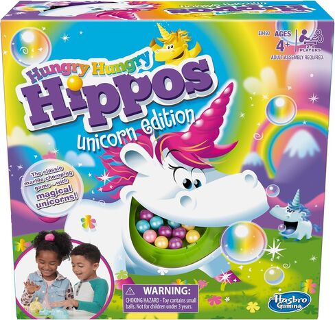 Hasbro Gaming Hungry Hippos Unicorn Edition Pre-School Board Game for Kids Ages 4 and Up; 2-4 Players in Saudi Arabia