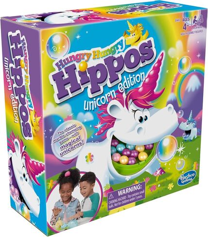Hasbro Gaming Hungry Hippos Unicorn Edition Pre-School Board Game for Kids Ages 4 and Up; 2-4 Players in Saudi Arabia