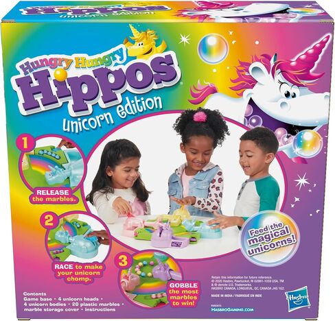 Hasbro Gaming Hungry Hippos Unicorn Edition Pre-School Board Game for Kids Ages 4 and Up; 2-4 Players in Saudi Arabia
