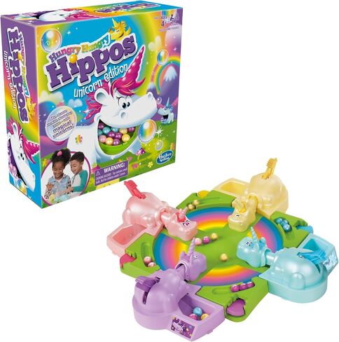 Hasbro Gaming Hungry Hippos Unicorn Edition Pre-School Board Game for Kids Ages 4 and Up; 2-4 Players in Saudi Arabia