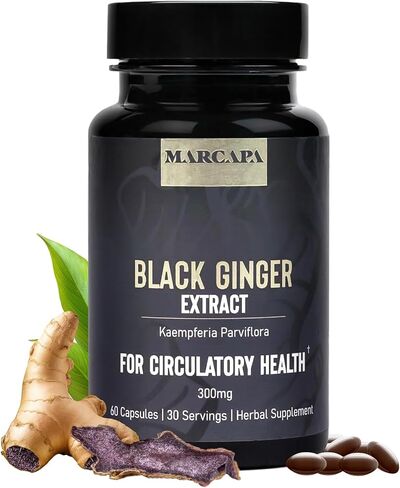 Marcapa Black Ginger Root Supplement - 60 Softgels | Organic Ginger Extract for Cardiovascular & Metabolic Support | Enhanced Energy & Endurance | Optimal Absorption with Olive Oil in Saudi Arabia