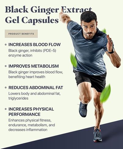 Marcapa Black Ginger Root Supplement - 60 Softgels | Organic Ginger Extract for Cardiovascular & Metabolic Support | Enhanced Energy & Endurance | Optimal Absorption with Olive Oil in Saudi Arabia