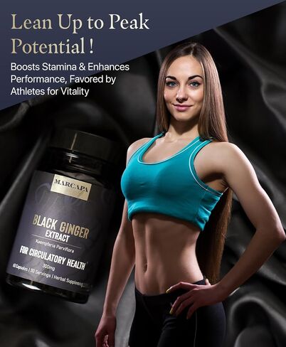 Marcapa Black Ginger Root Supplement - 60 Softgels | Organic Ginger Extract for Cardiovascular & Metabolic Support | Enhanced Energy & Endurance | Optimal Absorption with Olive Oil in Saudi Arabia