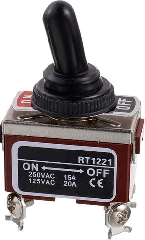 BOJACK RT1221 تبديل التبديل 125V 20A 250V 15A DPST ON - Off 4 محطة دبوس الروك التبديل مع غطاء معدني مقاوم للماء (حزمة من 2 جهاز كمبيوتر شخصى) in Saudi Arabia