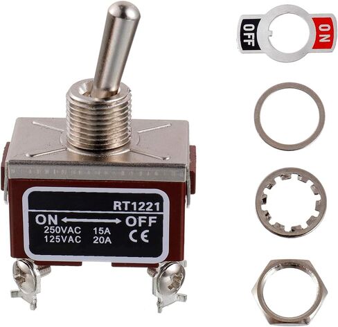 BOJACK RT1221 تبديل التبديل 125V 20A 250V 15A DPST ON - Off 4 محطة دبوس الروك التبديل مع غطاء معدني مقاوم للماء (حزمة من 2 جهاز كمبيوتر شخصى) in Saudi Arabia