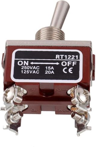 BOJACK RT1221 تبديل التبديل 125V 20A 250V 15A DPST ON - Off 4 محطة دبوس الروك التبديل مع غطاء معدني مقاوم للماء (حزمة من 2 جهاز كمبيوتر شخصى) in Saudi Arabia