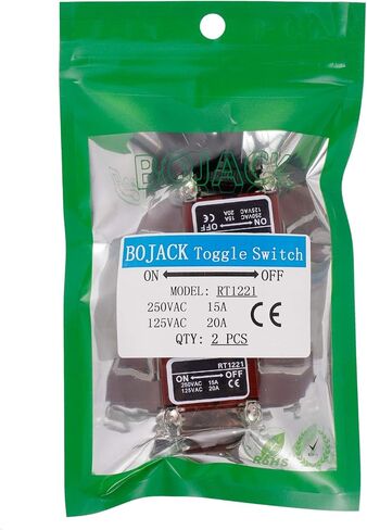 BOJACK RT1221 تبديل التبديل 125V 20A 250V 15A DPST ON - Off 4 محطة دبوس الروك التبديل مع غطاء معدني مقاوم للماء (حزمة من 2 جهاز كمبيوتر شخصى) in Saudi Arabia