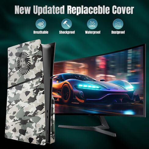 Slim Disc Edition Cover Plates with Cooling Vents for New PS5 Slim Console, Shell Panels for Playstation 5 Slim Accessories Protective Replacement Faceplate (Starlight Blue) in Kuwait