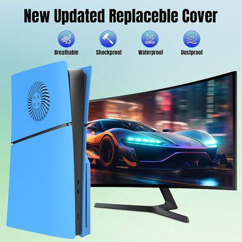 Slim Disc Edition Cover Plates with Cooling Vents for New PS5 Slim Console, Shell Panels for Playstation 5 Slim Accessories Protective Replacement Faceplate (Starlight Blue) in Kuwait