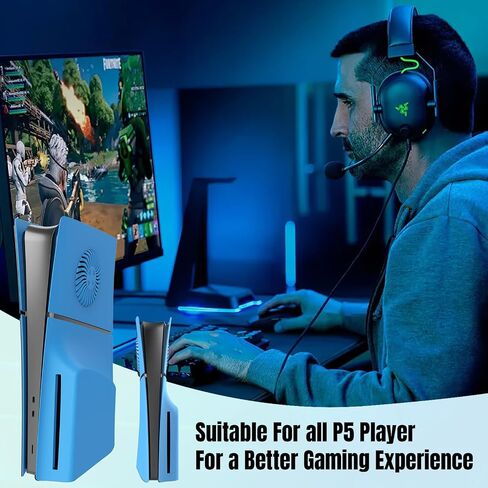 Slim Disc Edition Cover Plates with Cooling Vents for New PS5 Slim Console, Shell Panels for Playstation 5 Slim Accessories Protective Replacement Faceplate (Starlight Blue) in Kuwait