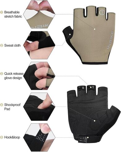 INBIKE Cycling Gloves for Men Women, Shock-Absorbing Pad Half Finger Road Bike Gloves, Breathable Biking Gloves, Anti-Slip Fingerless Bicycle Gloves in Saudi Arabia