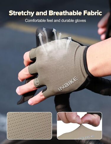 INBIKE Cycling Gloves for Men Women, Shock-Absorbing Pad Half Finger Road Bike Gloves, Breathable Biking Gloves, Anti-Slip Fingerless Bicycle Gloves in Saudi Arabia
