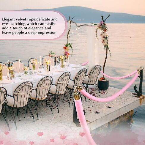 Riakrum 4 Pieces Pink Velvet Stanchion Rope 5 Feet Velvet Ropes with Gold Clasps for Party Hotels Wedding Movie Theaters Grand Openings Crowd Control Barrier Supplies in Kuwait
